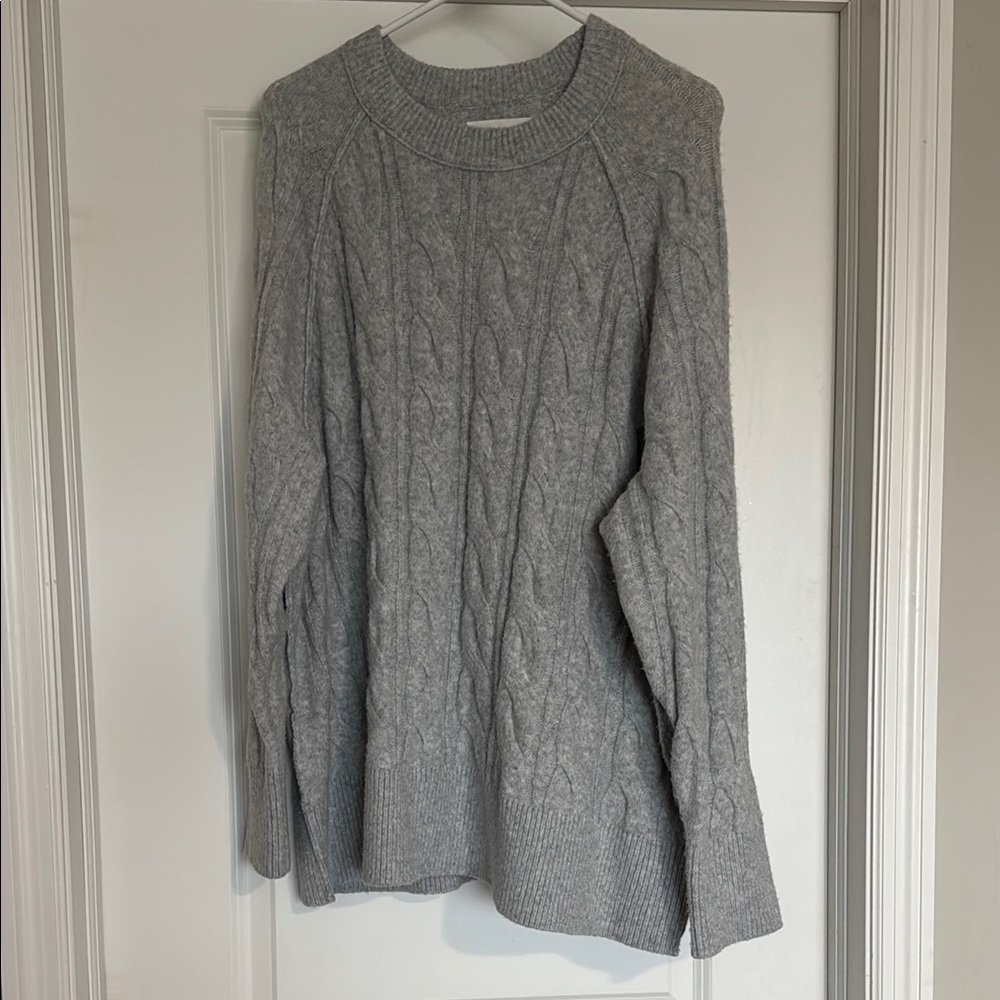 Aerie Gray Cable Knit Sweater